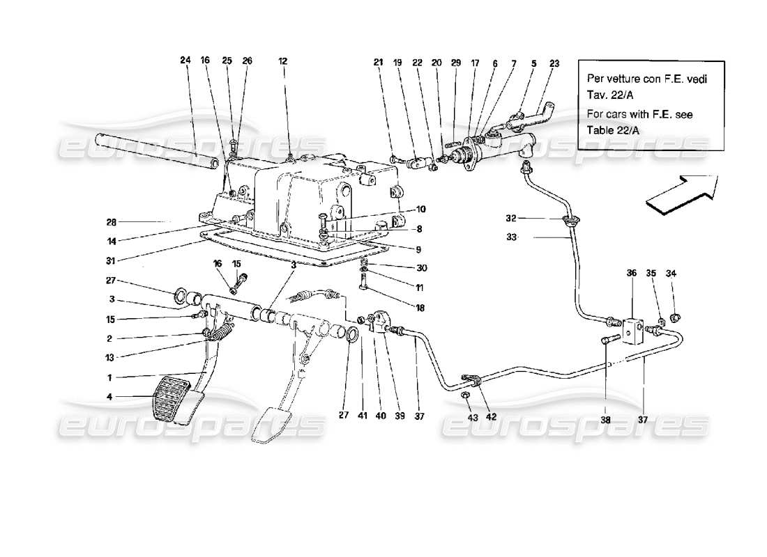 ferrari mondial 3.4 t coupe/cabrio control de liberación de embrague - válido para gd diagrama de piezas