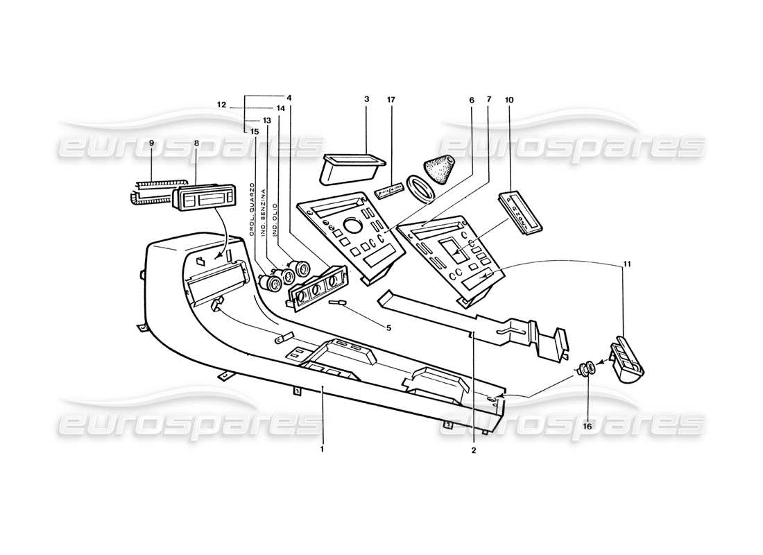 ferrari 400 gt / 400i (coachwork) diagrama de piezas de los paneles interiores de la consola central