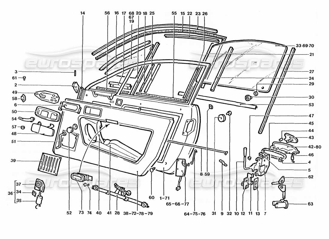 ferrari 400 gt / 400i (coachwork) diagrama de piezas de puertas