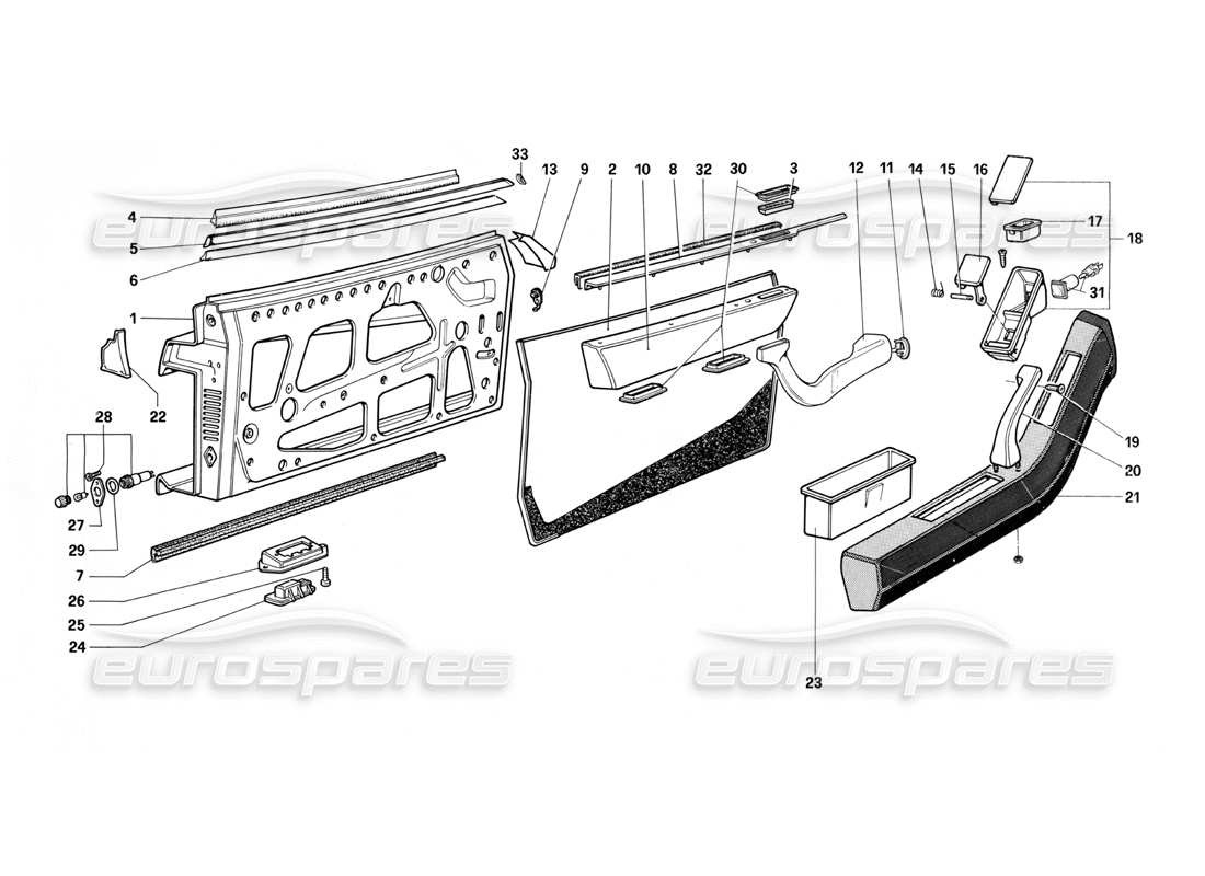 ferrari testarossa (1990) puerta diagrama de piezas