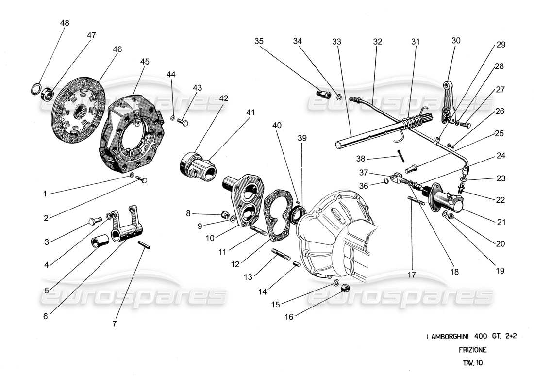 lamborghini 400 gt diagrama de piezas del embrague