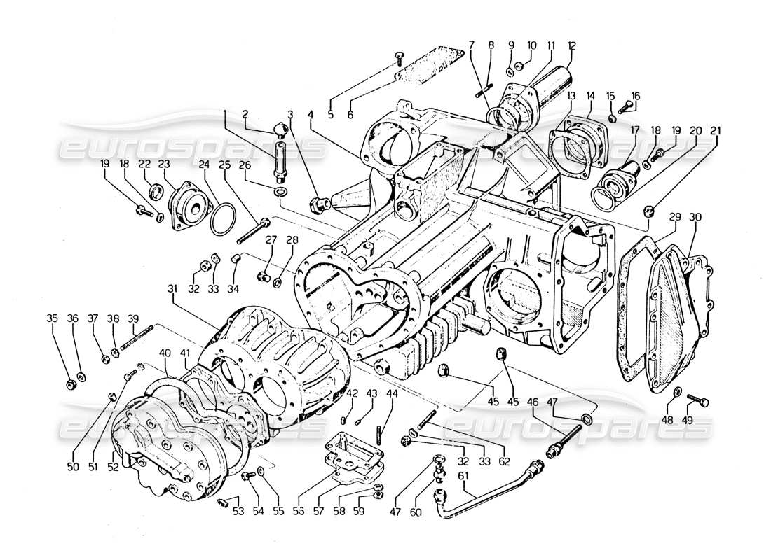 lamborghini urraco p250 / p250s caja de cambios (fundición) diagrama de piezas
