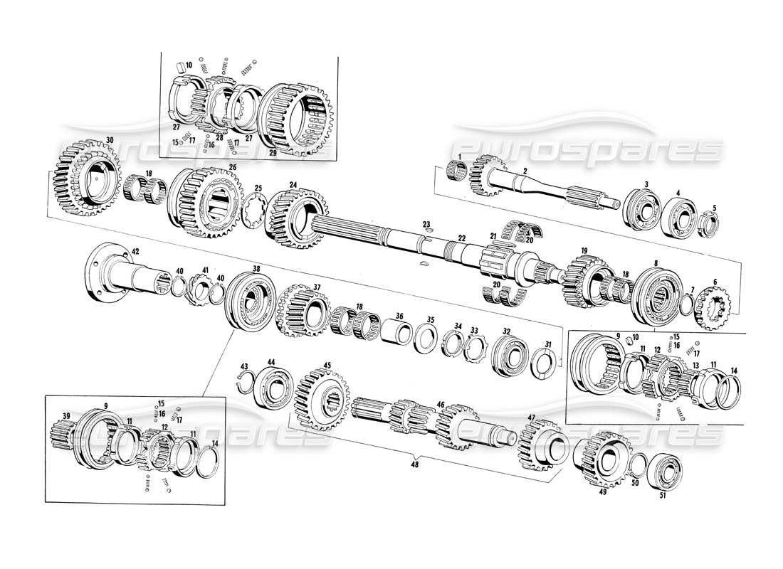 maserati ghibli 4.7 / 4.9 diagrama de piezas de engranajes de transmisión