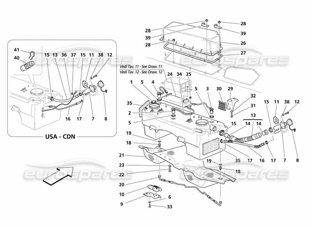 maserati 4200 spyder (2005) tanques de combustible y unión diagrama de piezas