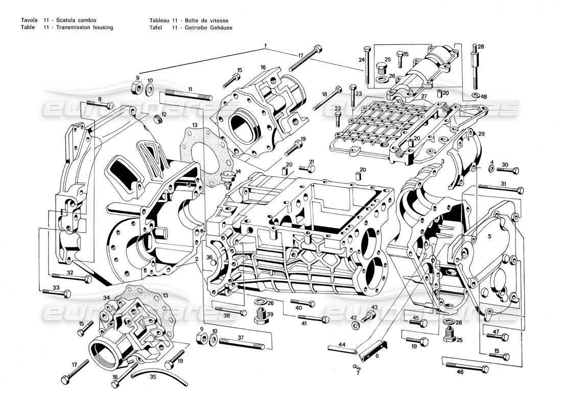 maserati merak 3.0 diagrama de piezas de la caja de transmisión