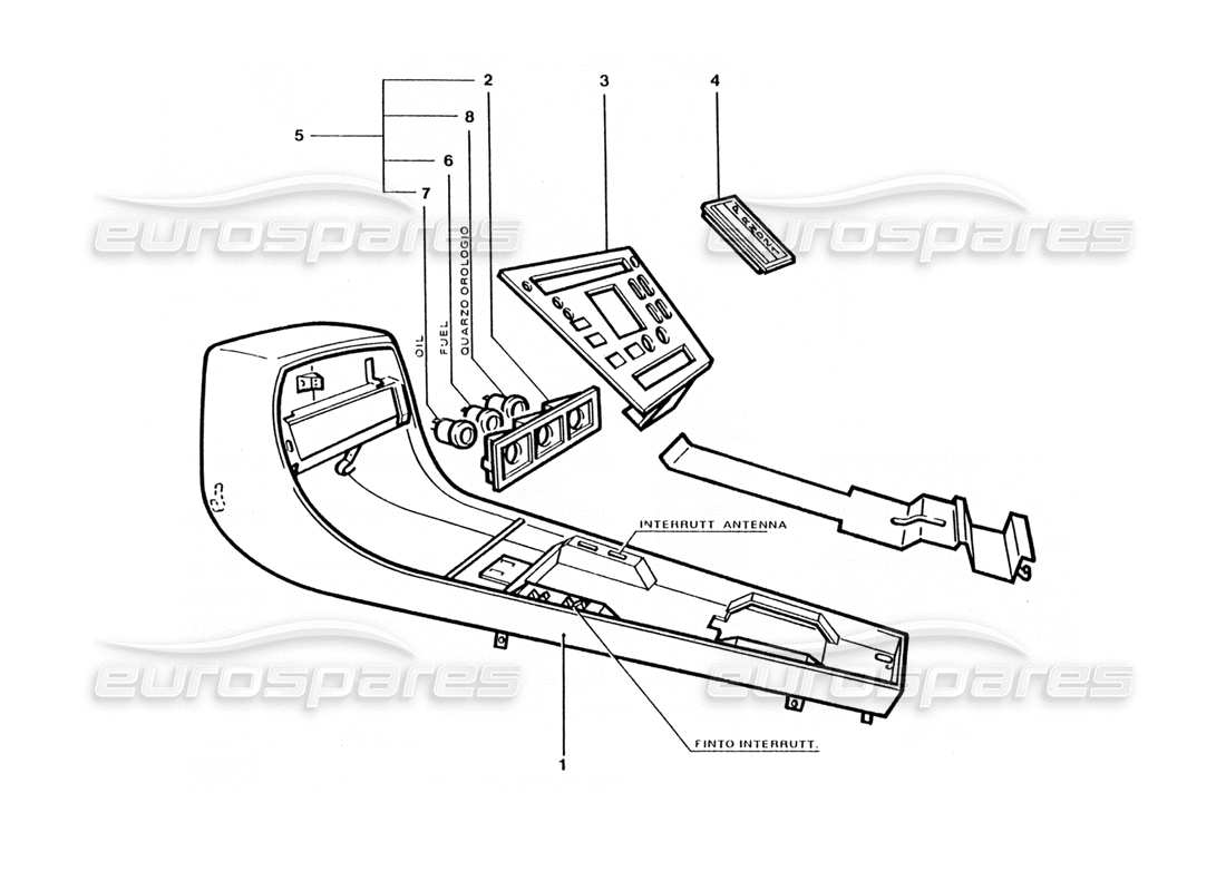 ferrari 400 gt / 400i (coachwork) diagrama de piezas de los paneles interiores de la consola central