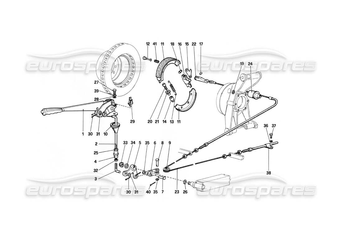 ferrari 400i (1983 mechanical) control de freno de mano diagrama de piezas