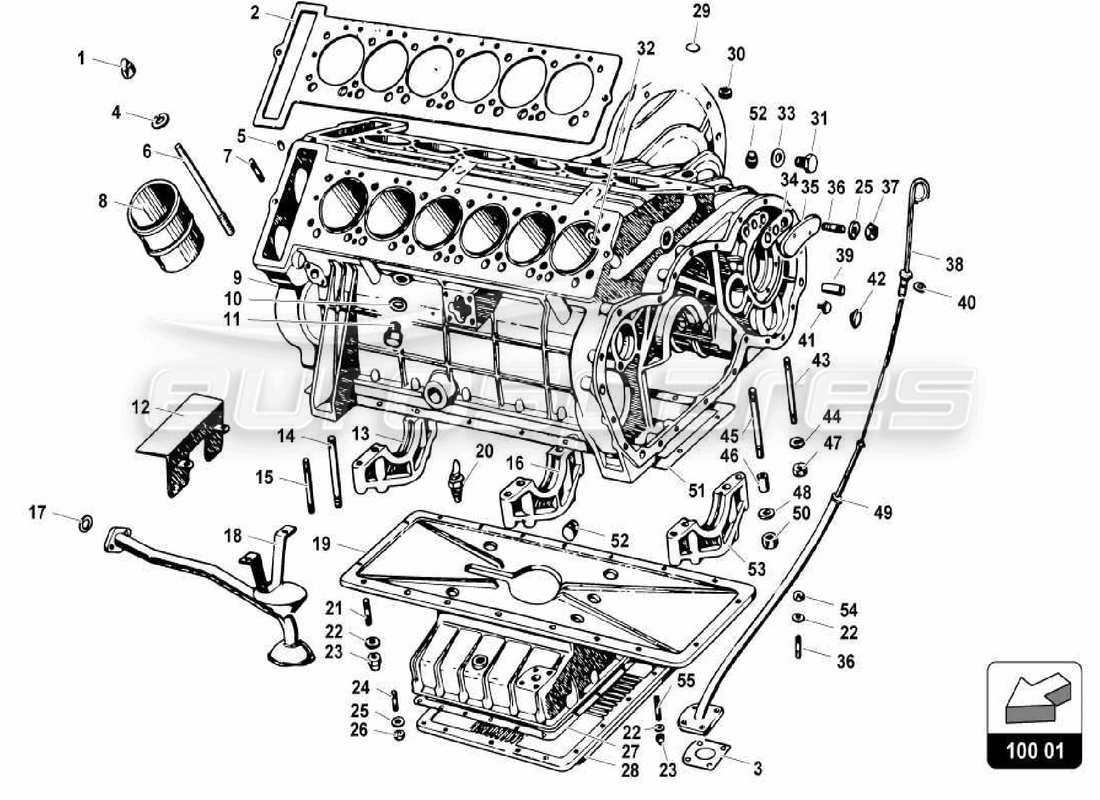 lamborghini miura p400 bloque de motor diagrama de piezas