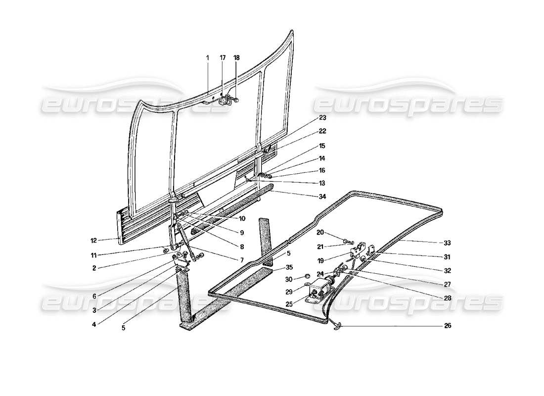 ferrari mondial 3.2 qv (1987) diagrama de piezas de la tapa del compartimento frontal
