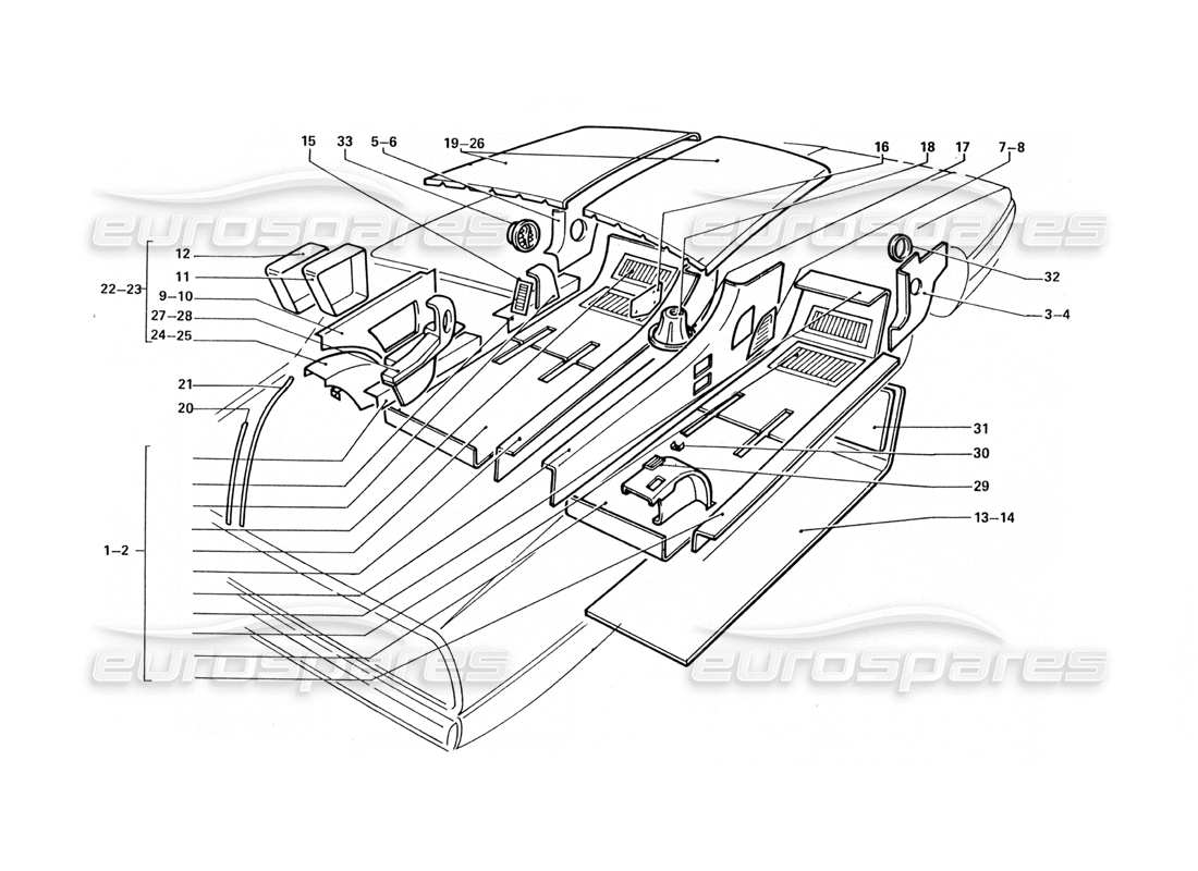 ferrari 412 (coachwork) alfombras y adornos interiores diagrama de piezas