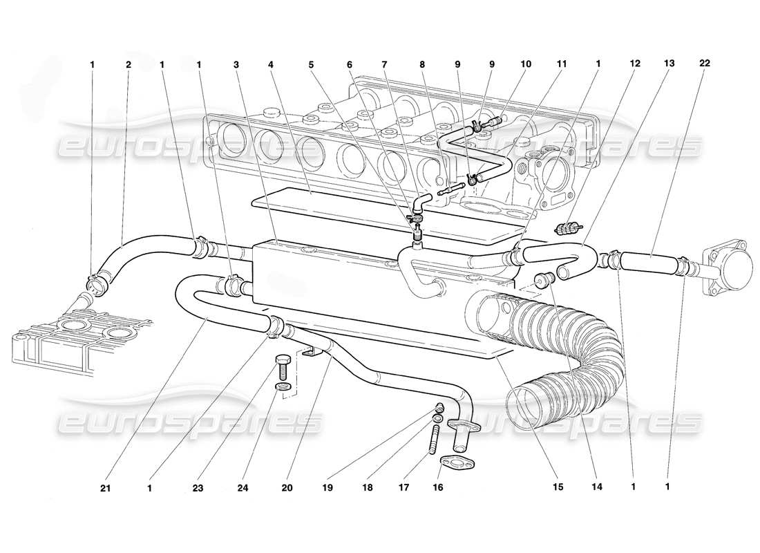 lamborghini diablo vt (1994) sistema de respiración de aceite del motor diagrama de piezas