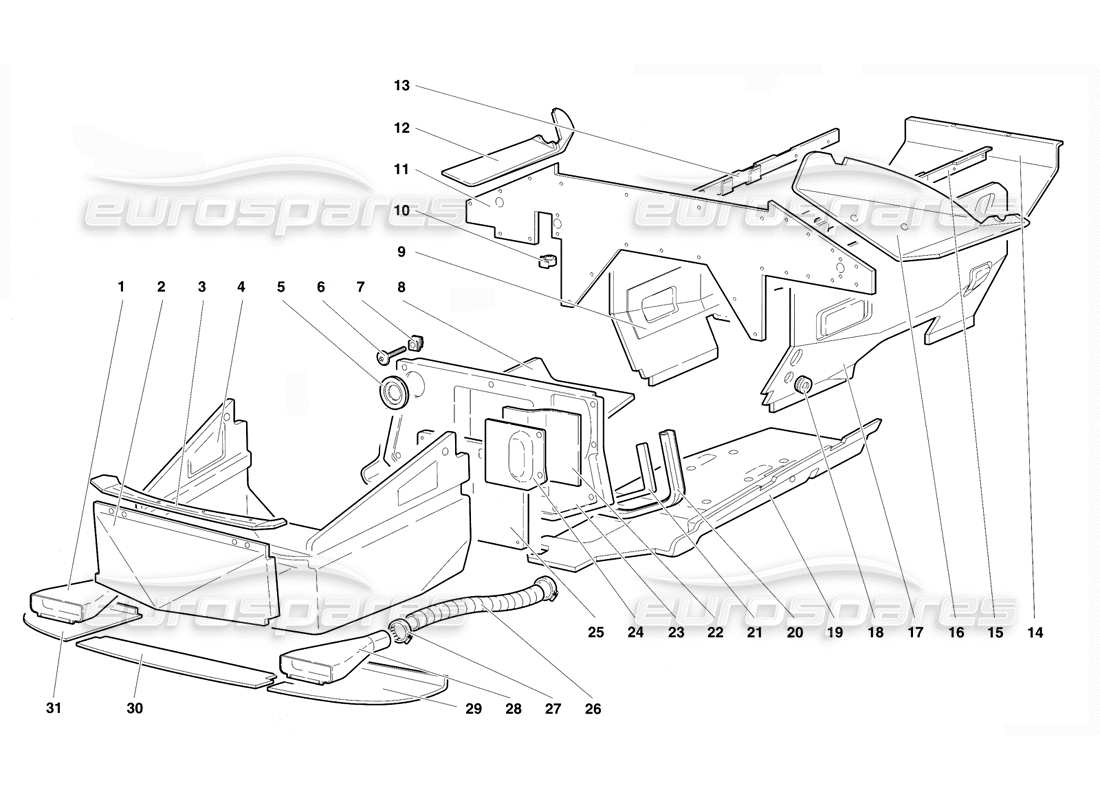 lamborghini diablo vt (1994) frame floor panels diagrama de piezas