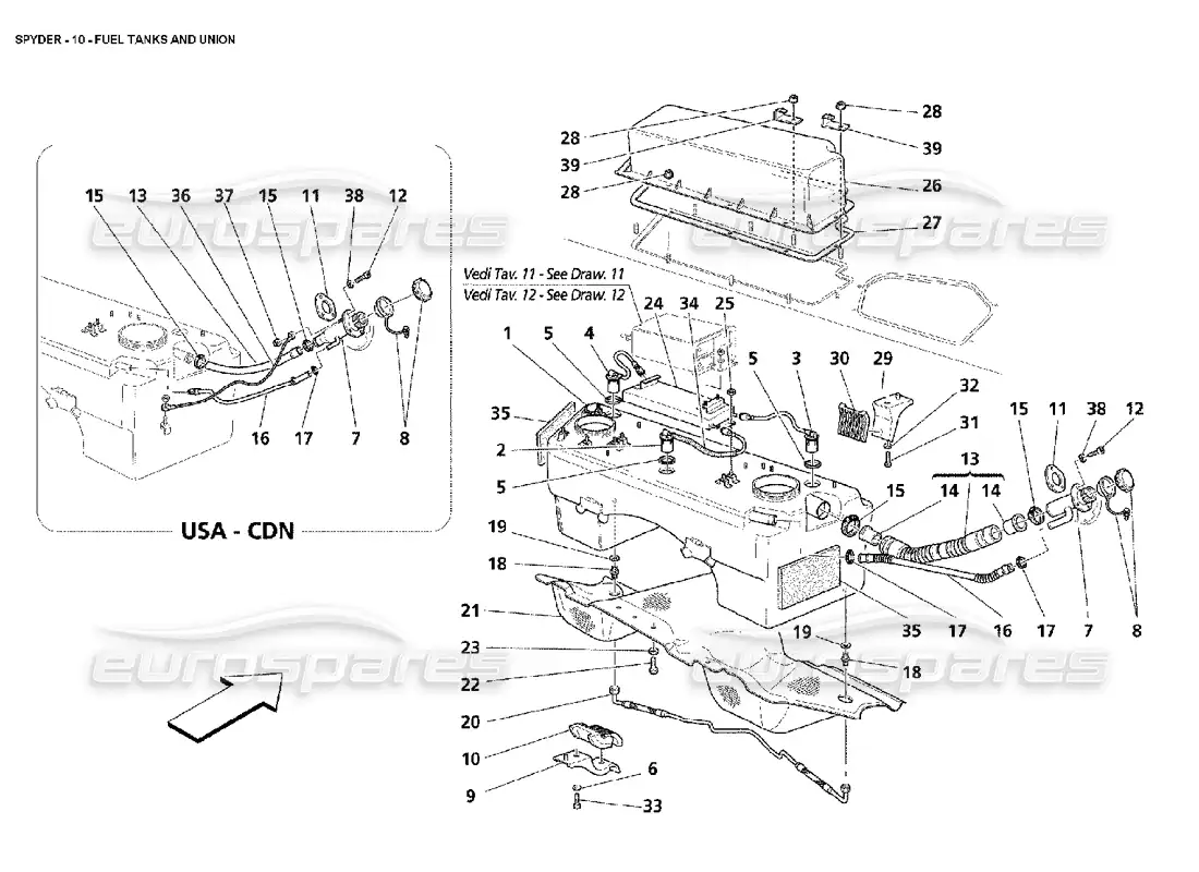 maserati 4200 spyder (2002) diagrama de piezas de unión y tanques de combustible