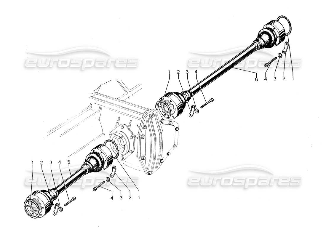 lamborghini urraco p250 / p250s ejes de accionamiento diagrama de piezas