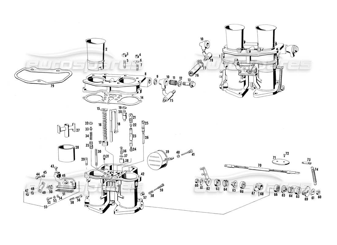 maserati ghibli 4.7 / 4.9 diagrama de piezas del carburador