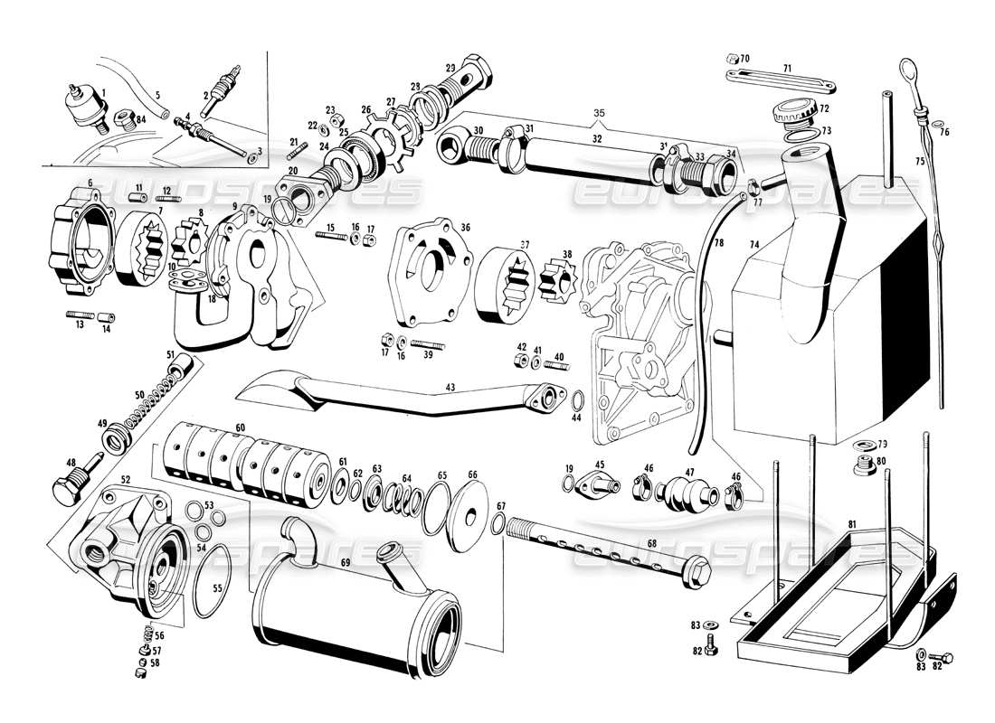 maserati ghibli 4.7 / 4.9 diagrama de piezas de filtro y bomba de aceite