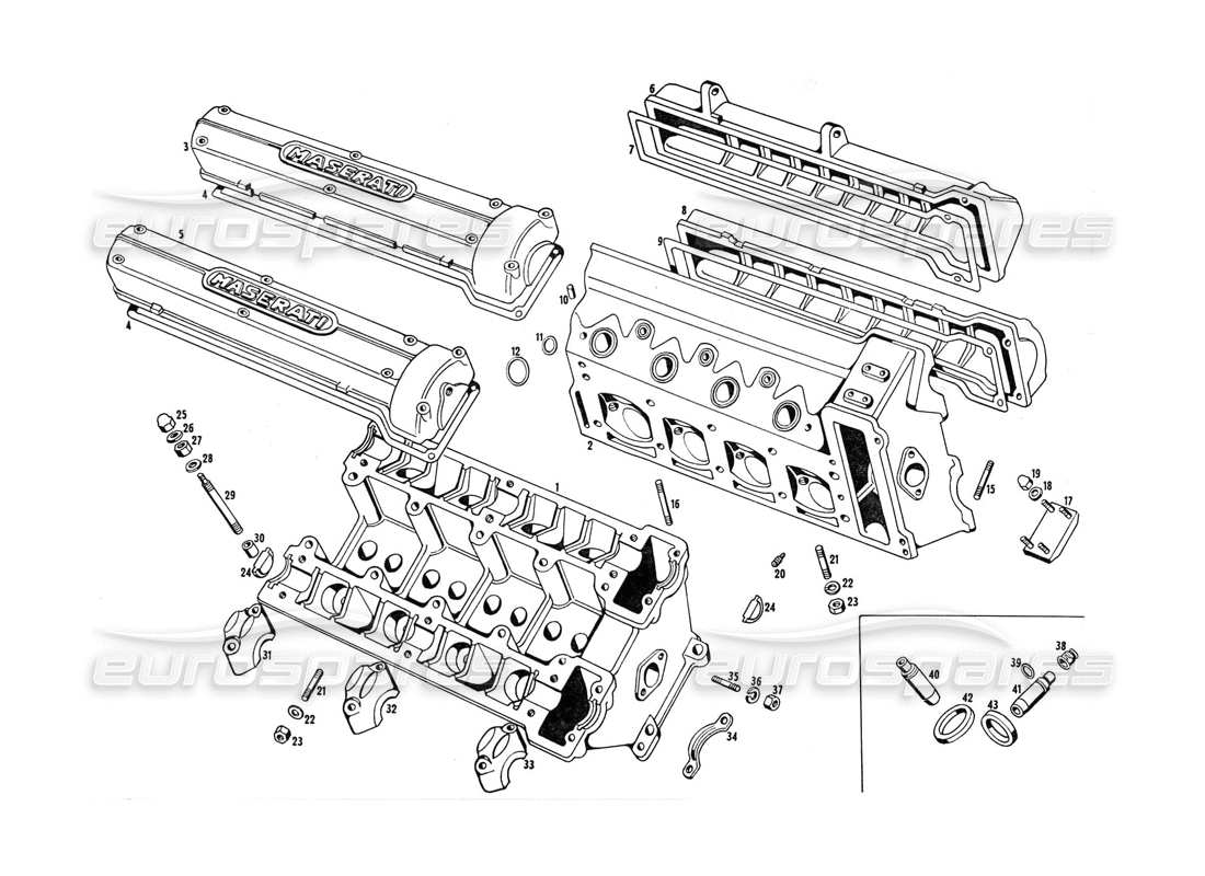 maserati indy 4.2 diagrama de piezas de culatas