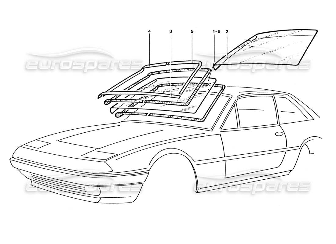 ferrari 400 gt / 400i (coachwork) pantalla frontal diagrama de piezas