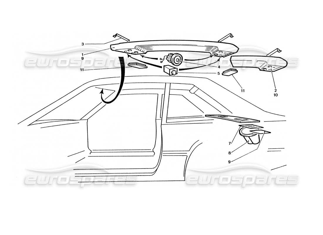 ferrari 400 gt / 400i (coachwork) panel de techo e interruptores diagrama de piezas