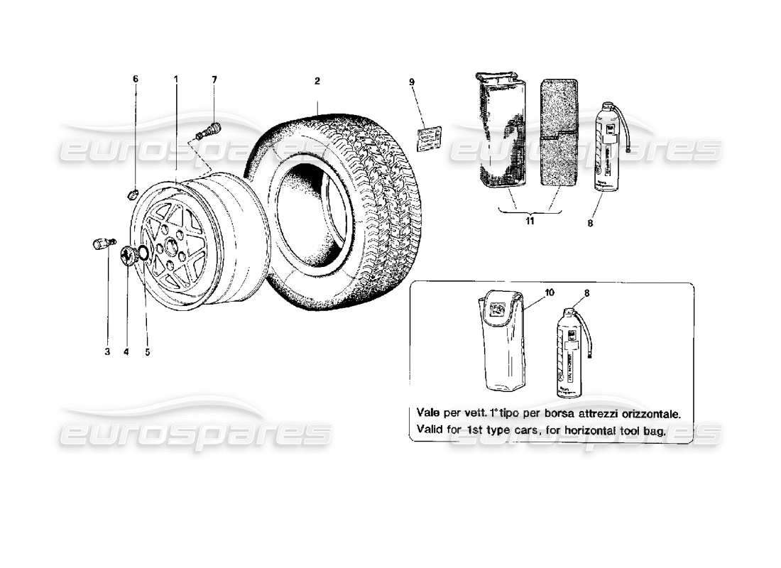 ferrari mondial 3.4 t coupe/cabrio ruedas diagrama de piezas