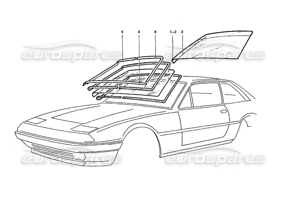 ferrari 412 (coachwork) pantalla frontal y adornos diagrama de piezas