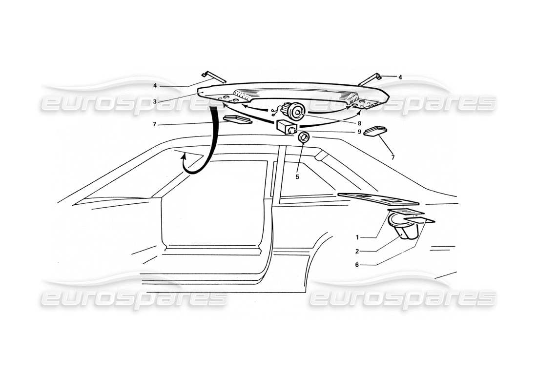ferrari 412 (coachwork) panel interior del techo diagrama de piezas