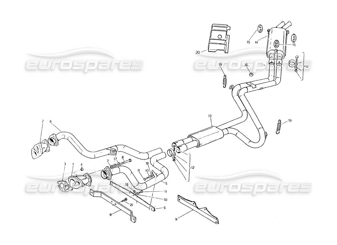 maserati 418 / 4.24v / 430 sistema de escape, 2000 3v diagrama de piezas