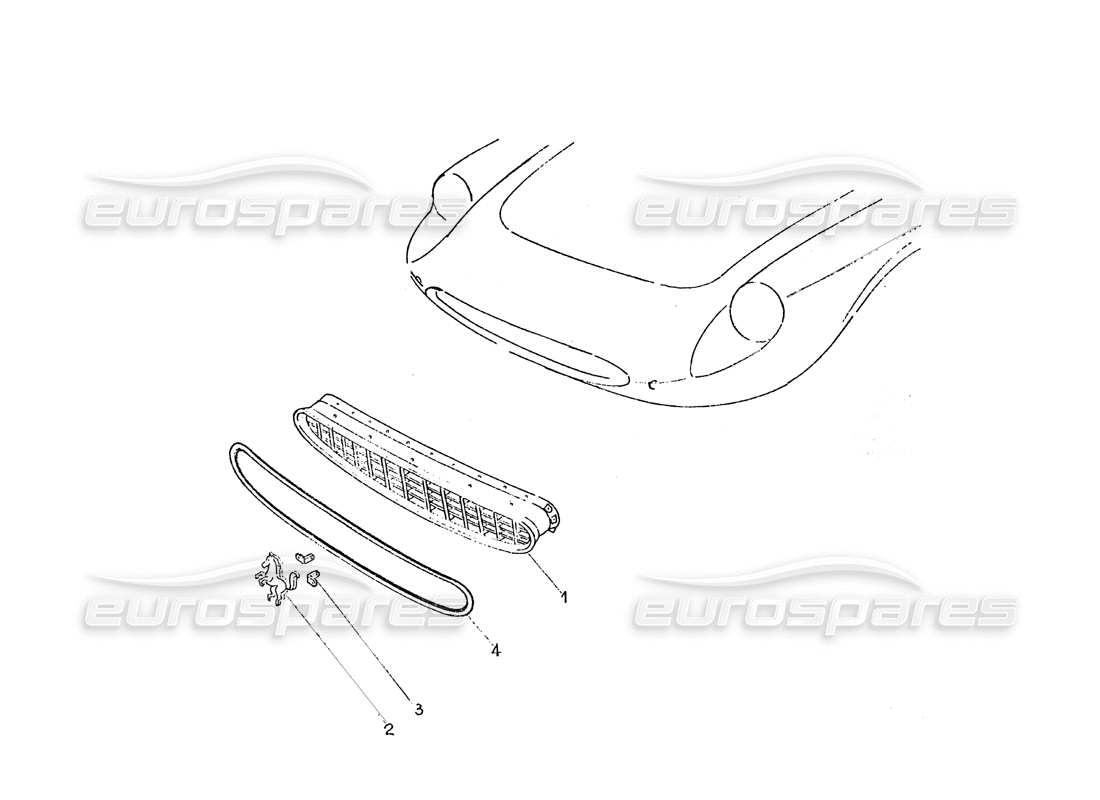 ferrari 365 gt 2+2 (coachwork) diagrama de piezas de la parrilla delantera
