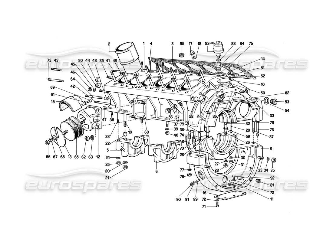 ferrari 412 (mechanical) crankcase diagrama de piezas