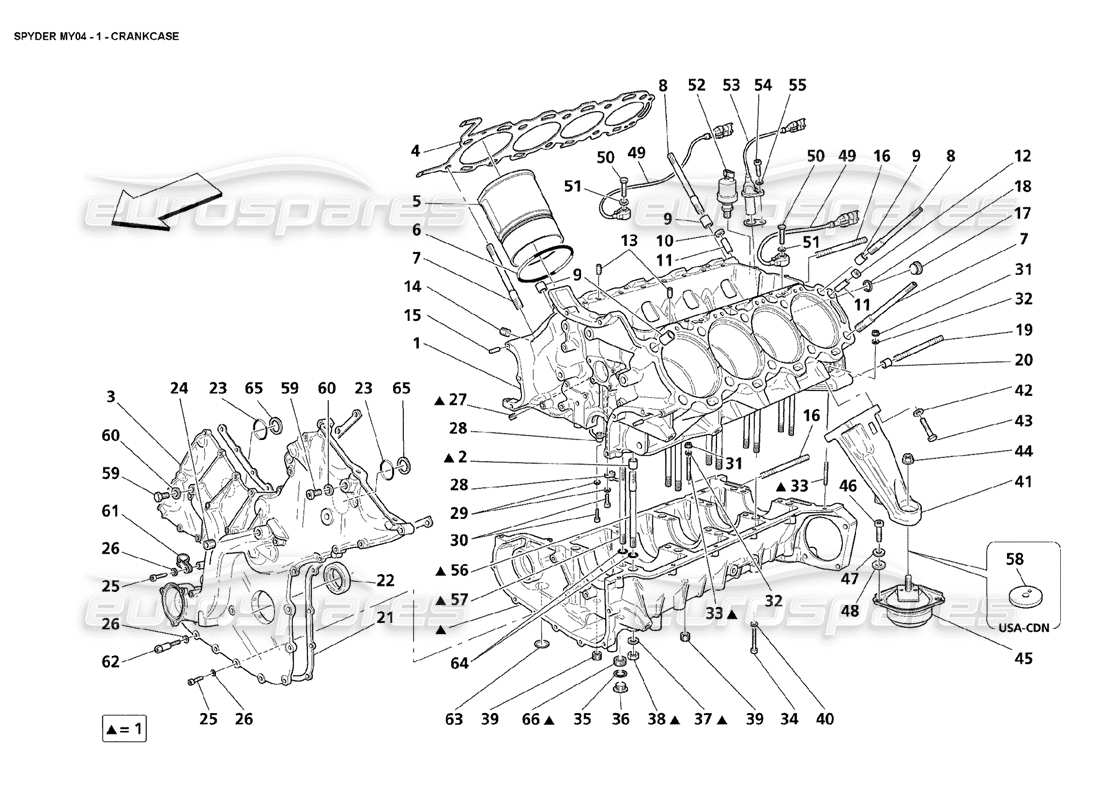 maserati 4200 spyder (2004) crankcase diagrama de piezas