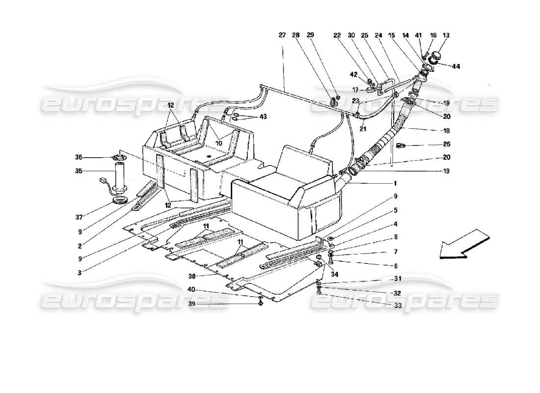 ferrari mondial 3.4 t coupe/cabrio dispositivo de ventilación del tanque y combustible - cabriolet - no apto para automóviles con catalizadores diagrama de piezas
