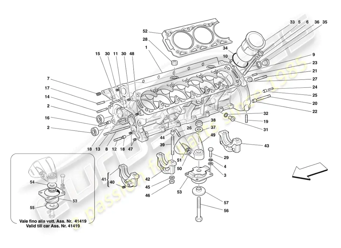 ferrari 456 m gt/m gta crankcase diagrama de piezas