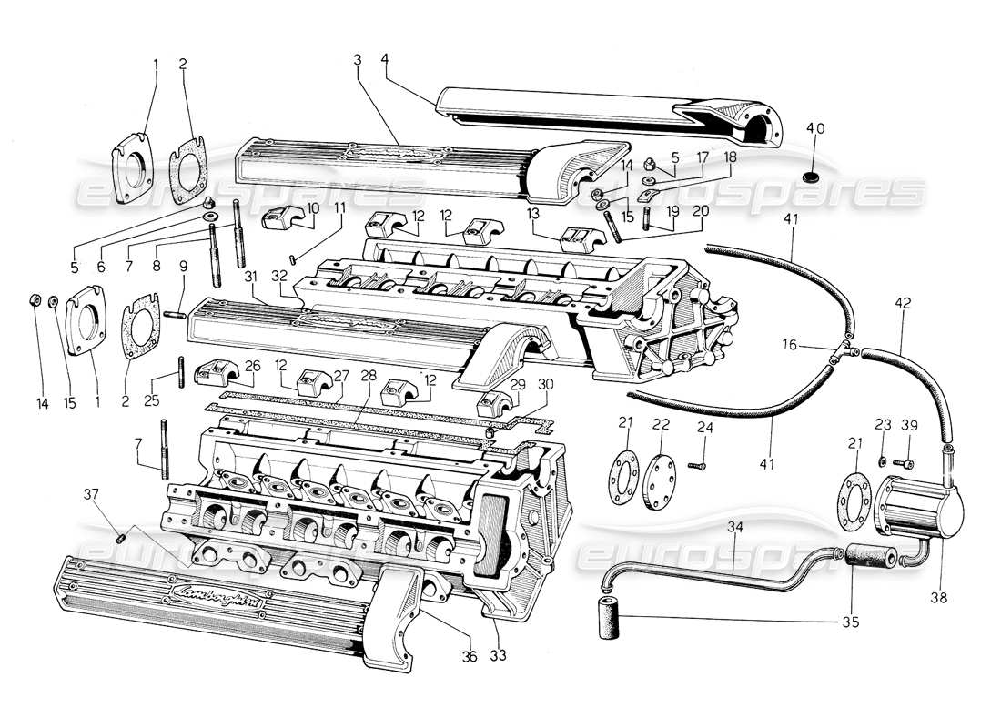 lamborghini countach 5000 s (1984) culatas diagrama de piezas