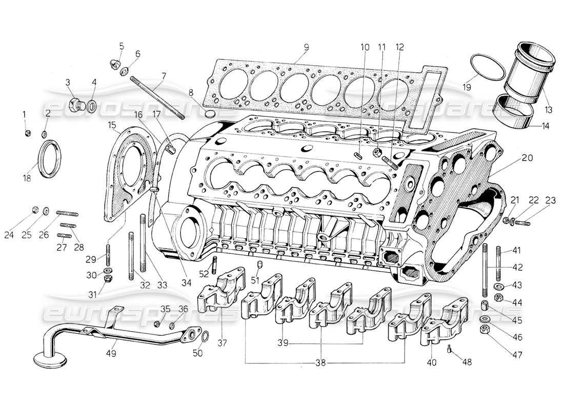 lamborghini countach 5000 s (1984) crankcase diagrama de piezas