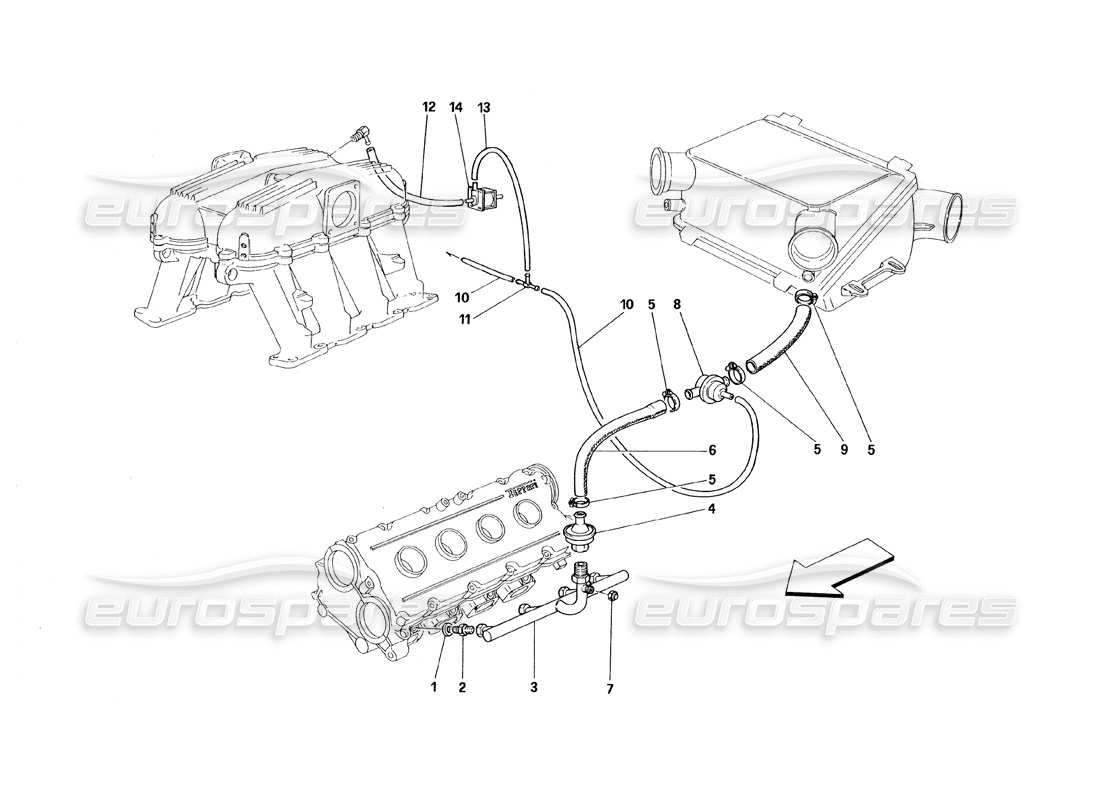 ferrari 348 (1993) tb / ts dispositivo de inyección de aire diagrama de piezas