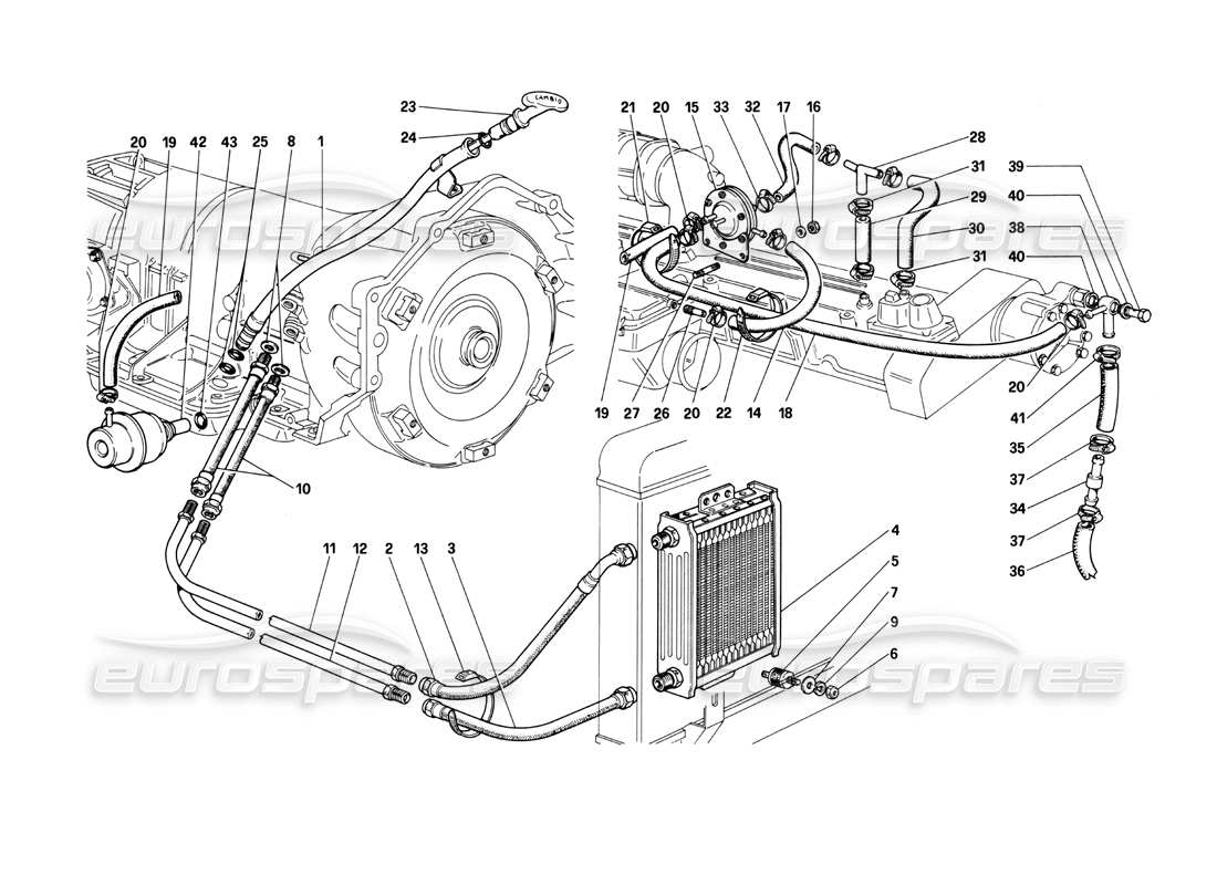 ferrari 400i (1983 mechanical) diagrama de piezas de la válvula amplificadora de vacío y del circuito de aceite (400 automático)