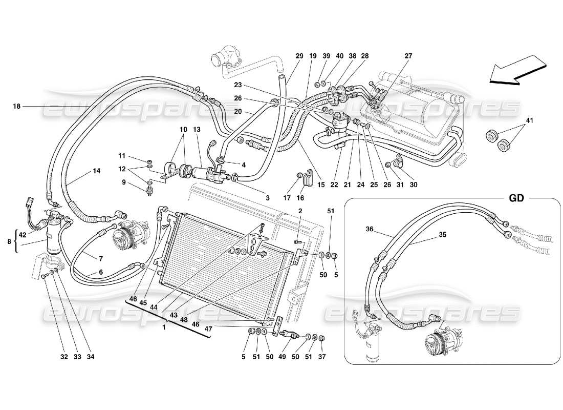 ferrari 456 gt/gta sistema de aire acondicionado -válido desde ass. nro. 20879 diagrama de piezas