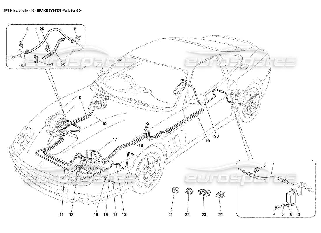 ferrari 575m maranello sistema de frenos válido para gd diagrama de piezas