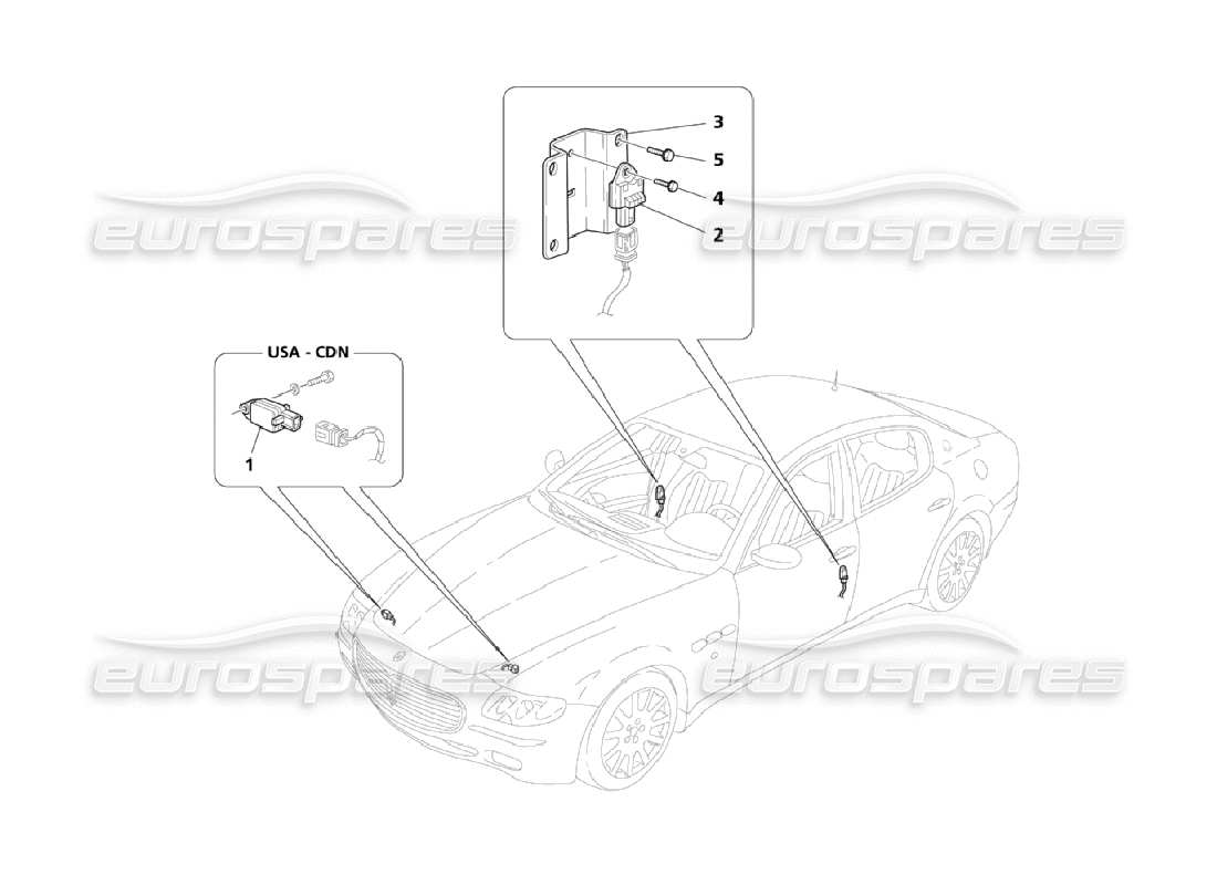 maserati qtp. (2006) 4.2 diagrama de piezas de los sensores de colisión