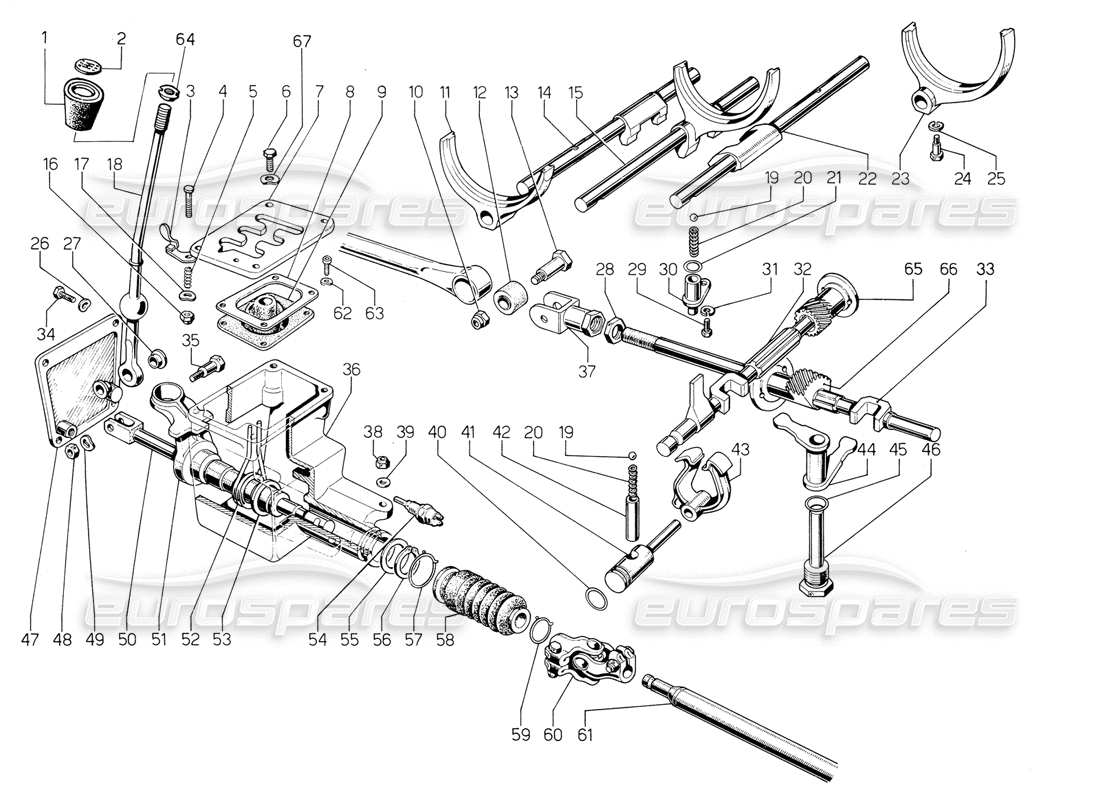 lamborghini jalpa 3.5 (1984) gear shift lever diagrama de piezas