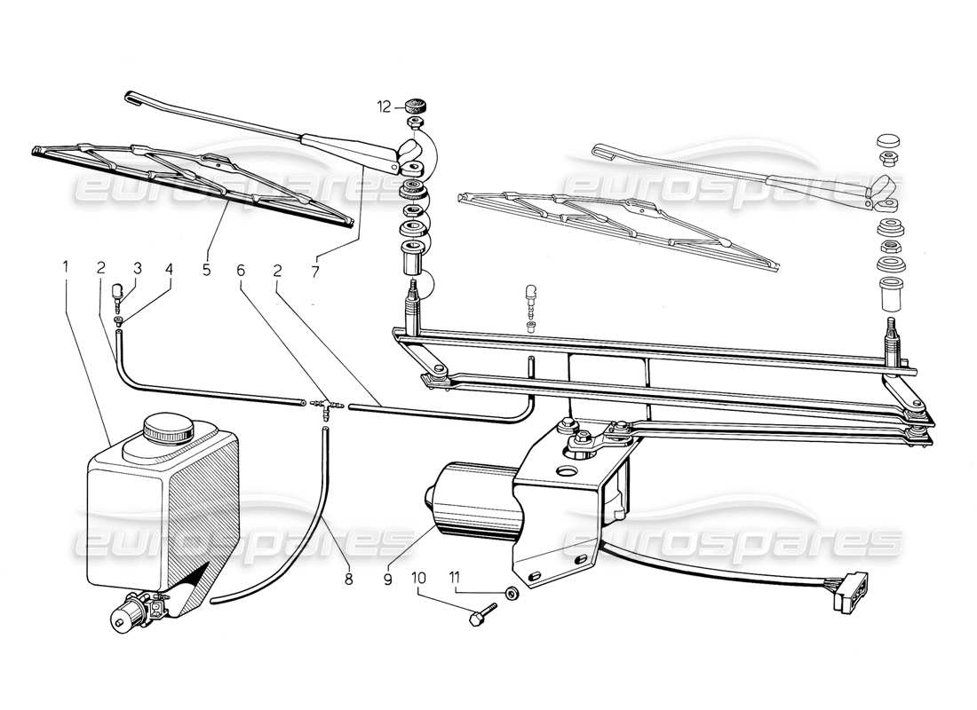 lamborghini jalpa 3.5 (1984) limpiaparabrisas diagrama de piezas