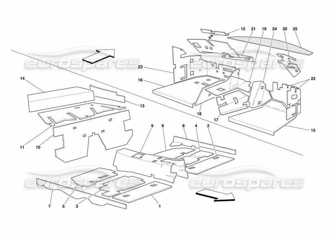 ferrari 550 barchetta aislamientos del habitáculo -válido para gd- esquema de piezas