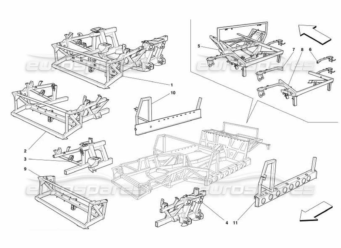 ferrari 550 barchetta diagrama de piezas de marcos y estructuras