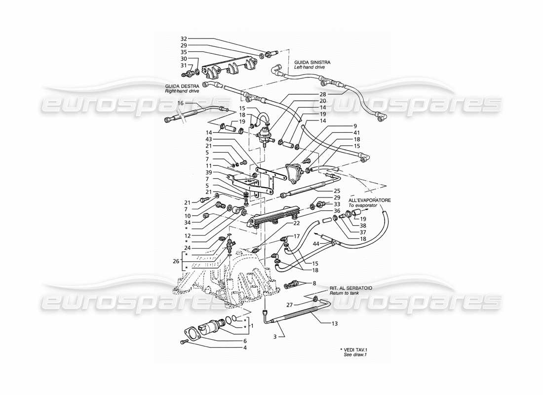 maserati ghibli 2.8 gt (variante) diagrama de piezas de accesorios del sistema de inyección