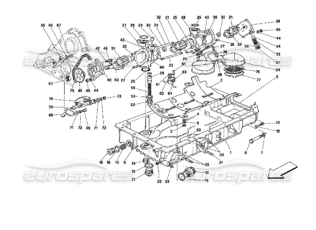 ferrari mondial 3.4 t coupe/cabrio lubricación: bombas y cárteres de aceite diagrama de piezas