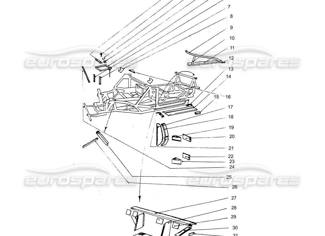 ferrari 365 gtb4 daytona (coachwork) paneles interiores diagrama de piezas