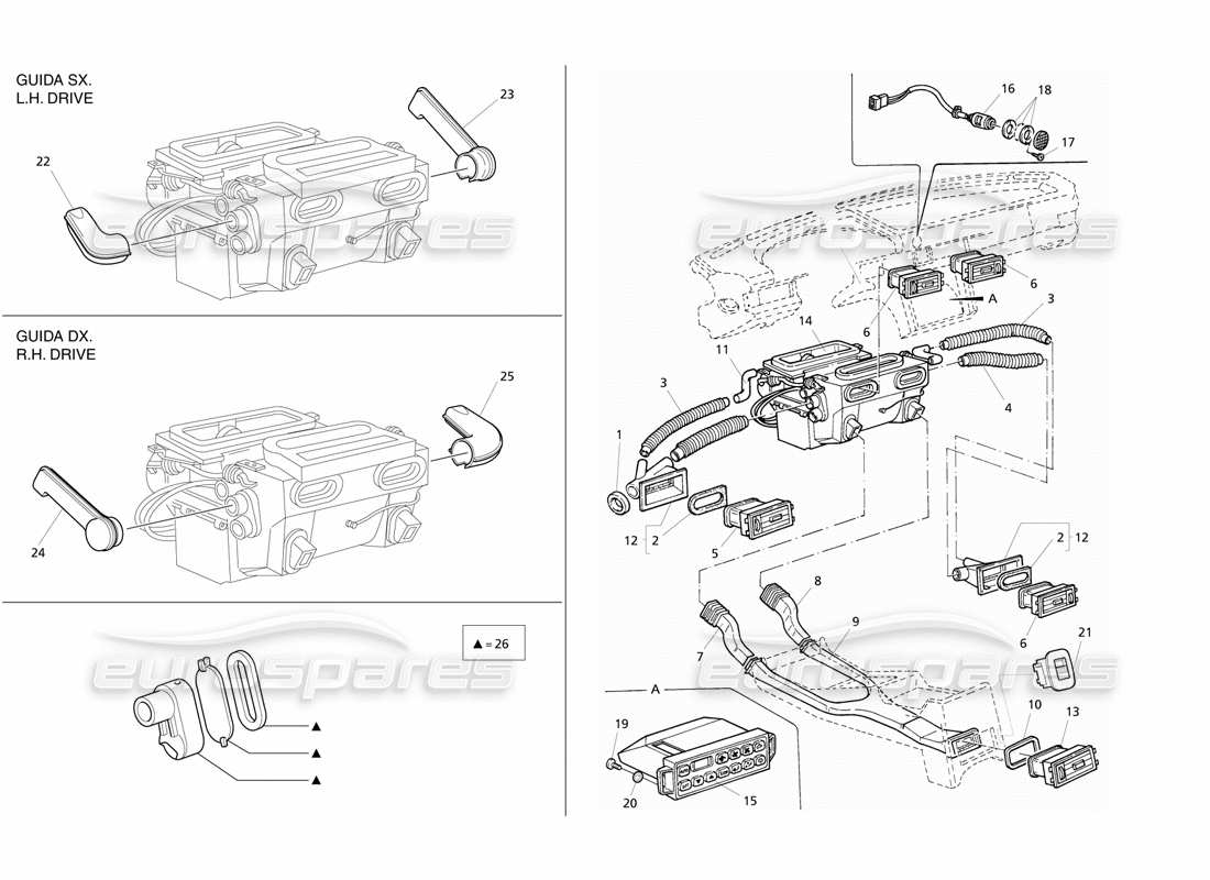 maserati qtp v8 evoluzione ventilación del habitáculo diagrama de piezas