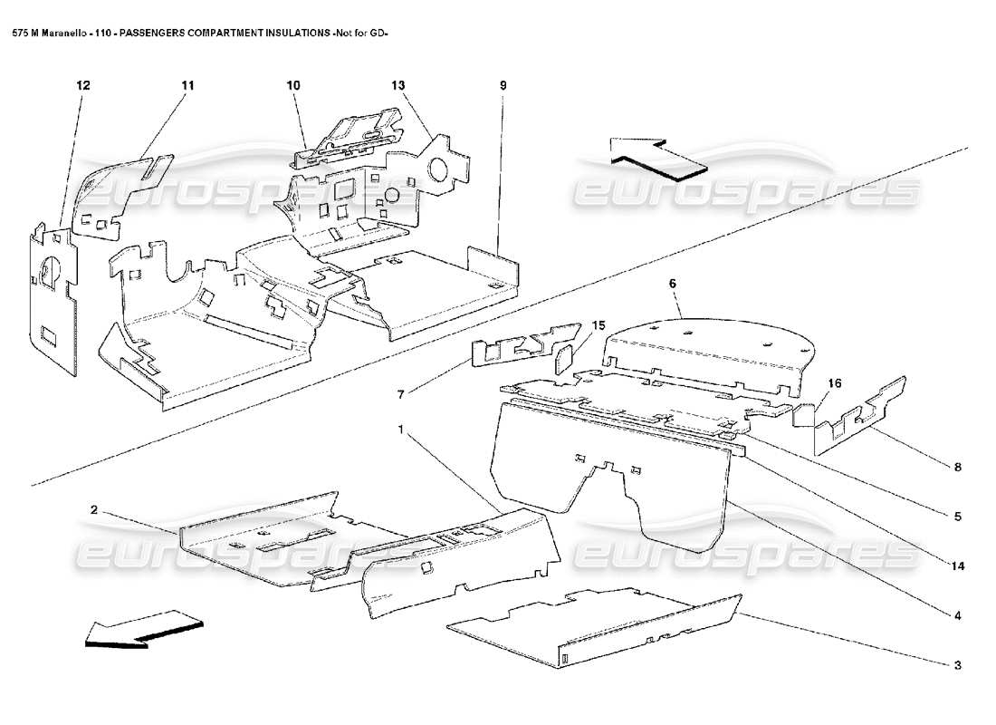ferrari 575m maranello aislamientos del compartimento de pasajeros no para gd diagrama de piezas