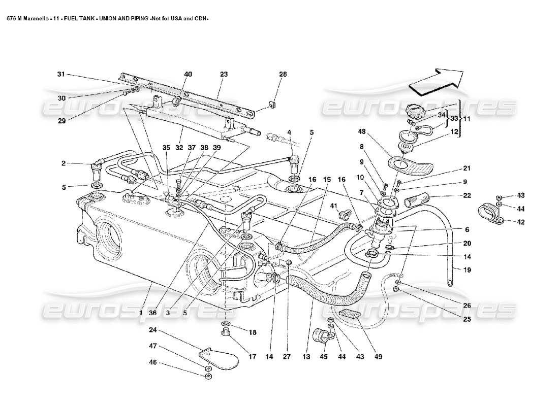 ferrari 575m maranello unión y tubería del tanque de combustible, no para ee. uu. y diagrama de piezas cdn