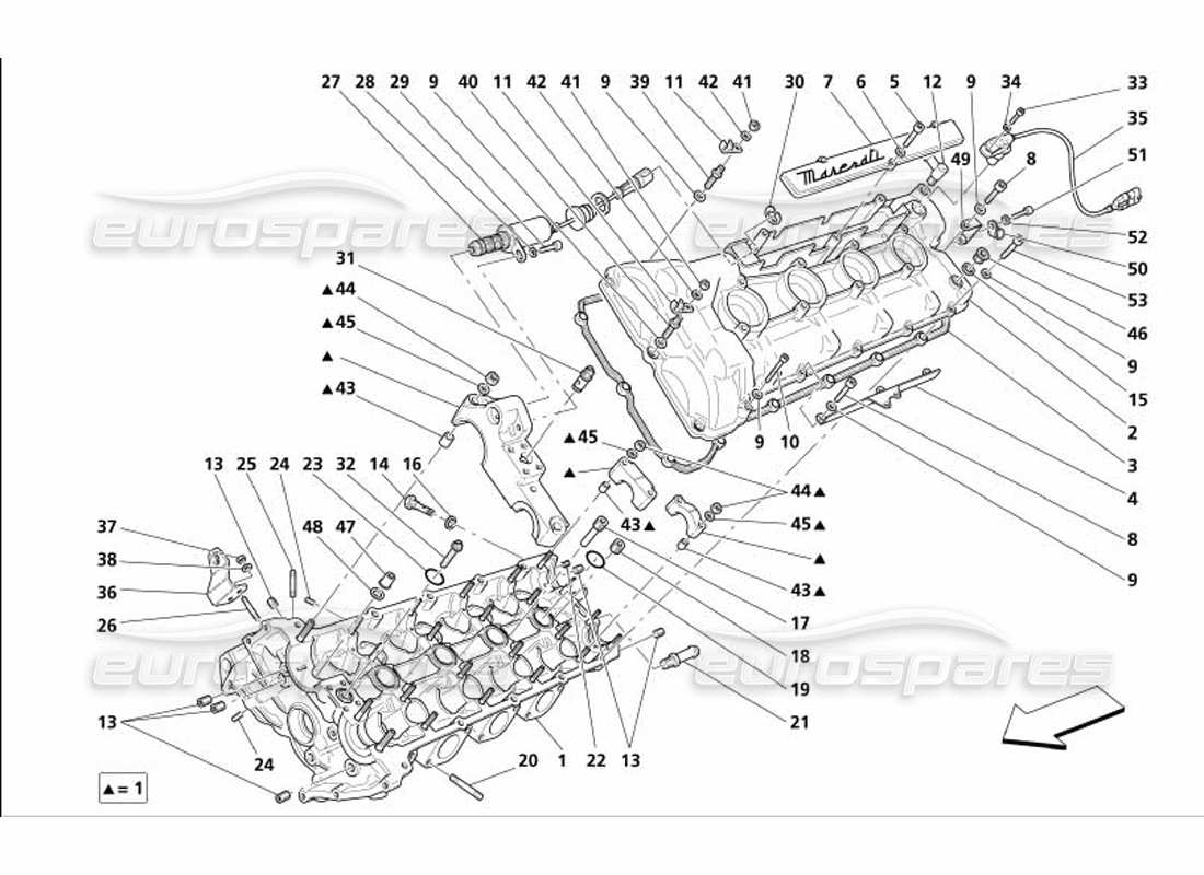 maserati 4200 coupe (2005) diagrama de piezas de la culata izquierda
